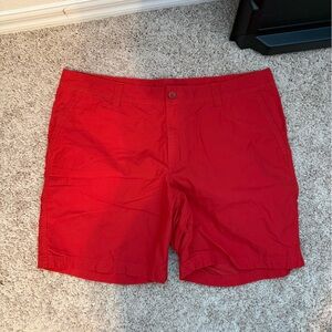 Men's Red Flat Front Shorts